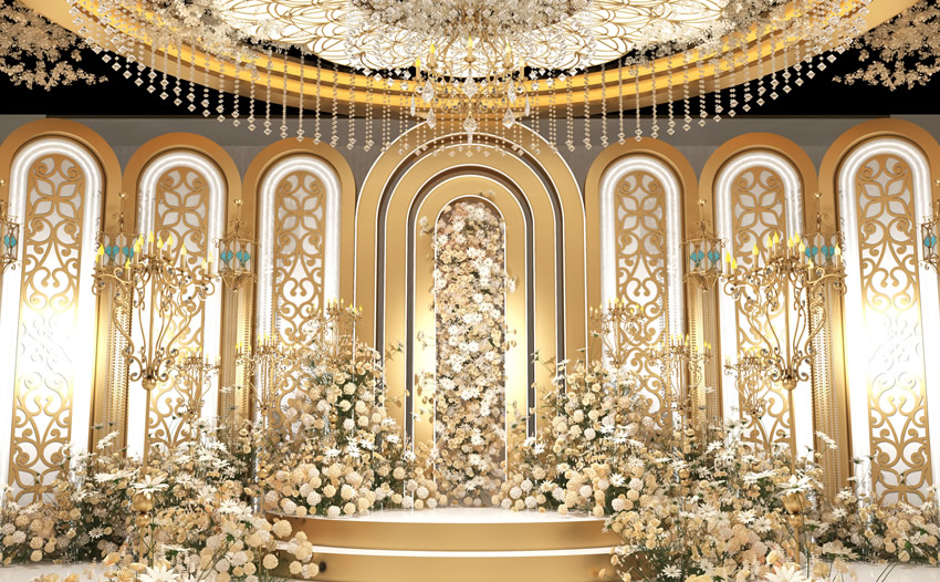 富源香槟色调婚礼堂效果展示